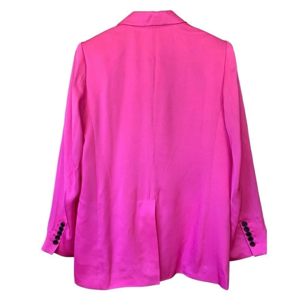 A.L.C. Bishop Il Peak Lapel Satin Blazer in Hot Pink Size 8
